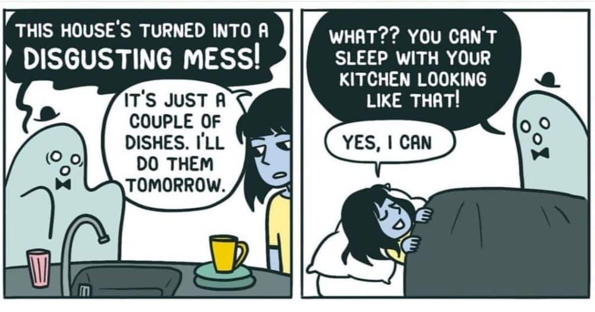 This Artist illustrates inner Conflicts and Thoughts in her Mind by using Ghosts in her Comics (25 Comics)